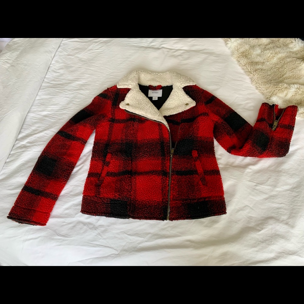 Old navy plaid sherpa jacket